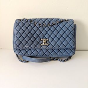 UNBRANDED Blue Quilted Bubble Flap Bag